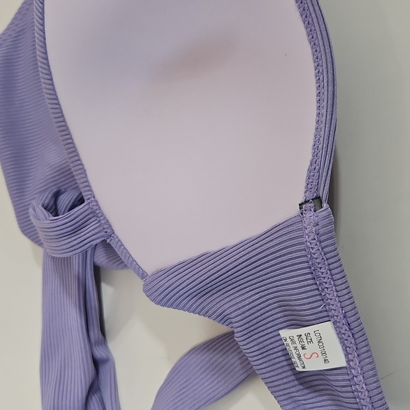 💟 NWOT Ribbed V Front High Leg Bikini Lavender Purple Small - Picture 11 of 11